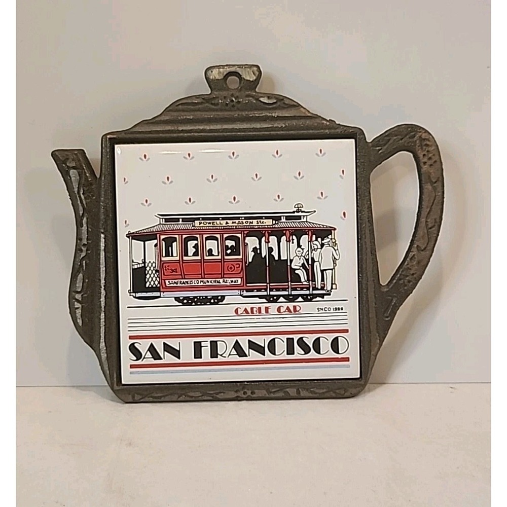 Vintage Teapot‎ Shaped Trivet San Francisco Cable Car SNCO 1989 Footed